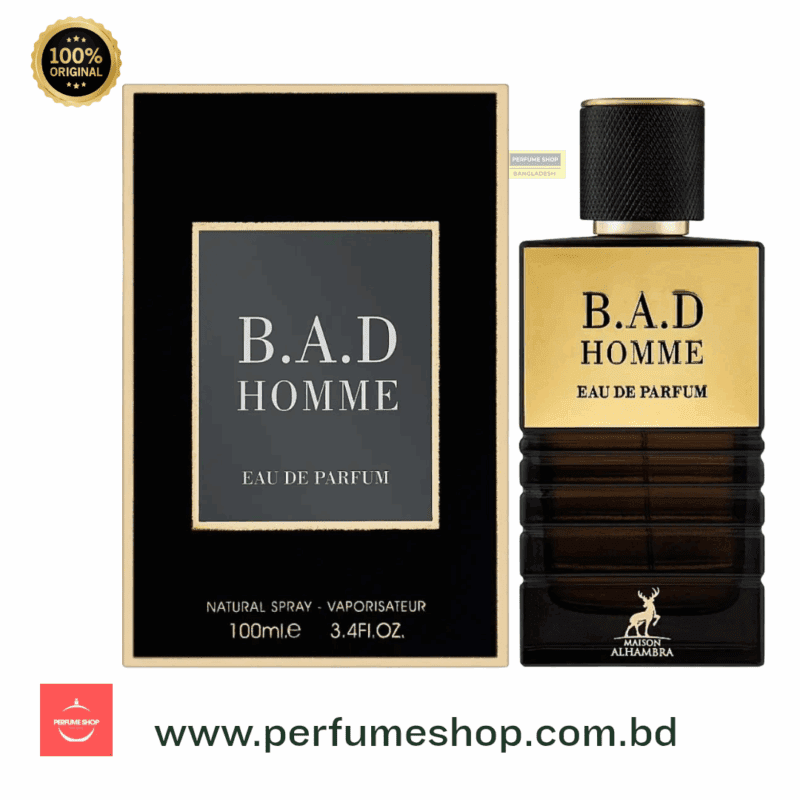 Maison Alhambra BAD Homme Eau de Parfum 100ml for Men | Inspired by Bad Boy Carolina Herrera | Long-Lasting Woody Oriental Scent